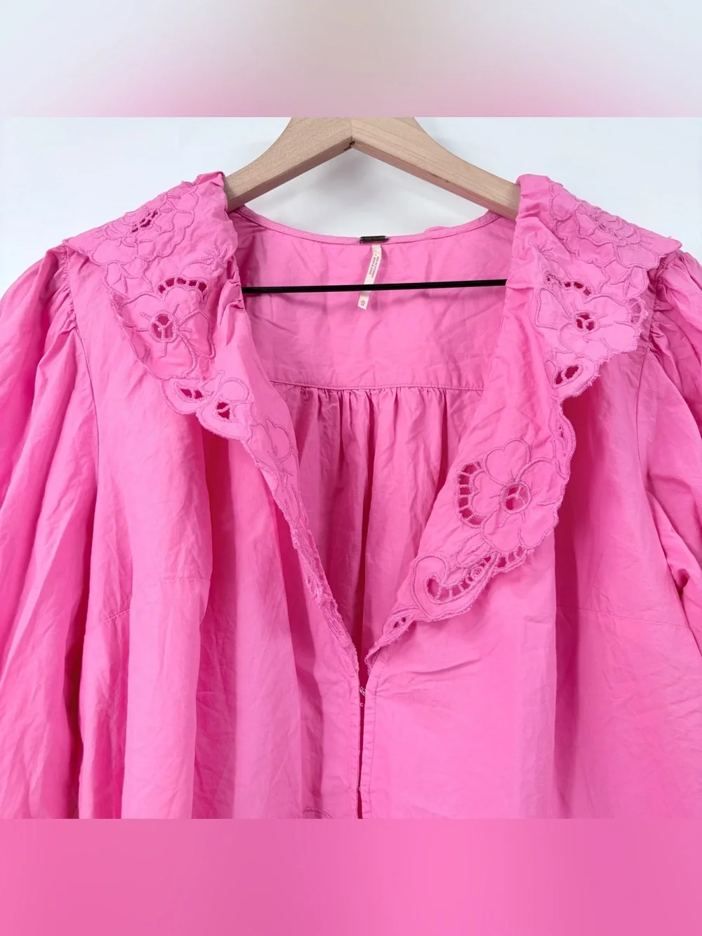 Free People Bubblegum Pink Maisie Cutwork Top